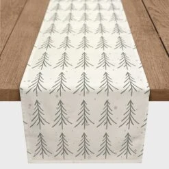 Tree Winter Snow 16x72 Poly Twill Table Runner -Christmas Designers Store D518492S 2