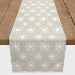 Neutral Snow Flakes 16x90 Poly Twill Table Runner -Christmas Designers Store D518493S 2