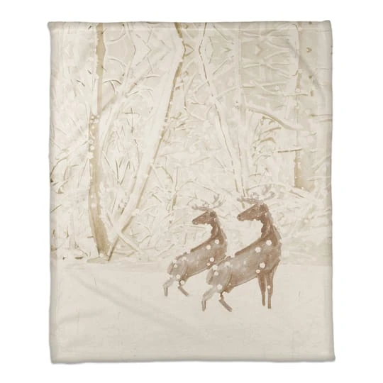 Snowy Woods Deer 50x60 Coral Fleece Blanket 3 Snowy Woods Deer 50x60 Coral Fleece Blanket