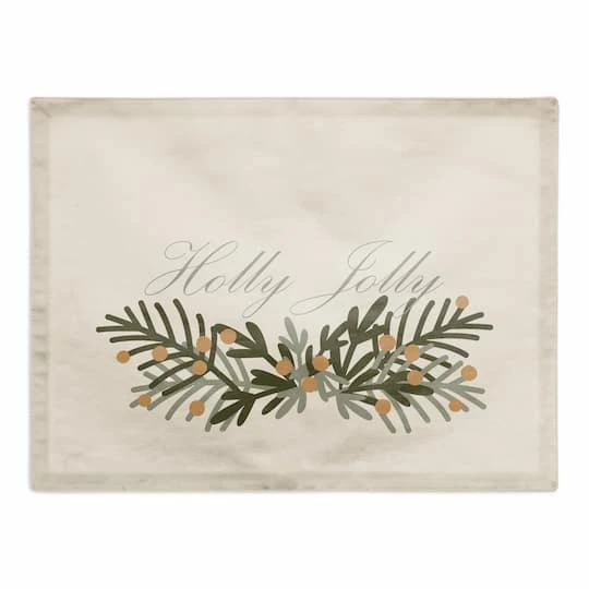 Holly Jolly Greenery 18x14 Poly Twill Placemat 4 Holly Jolly Greenery 18x14 Poly Twill Placemat - Image 2