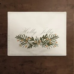 Holly Jolly Greenery 18x14 Poly Twill Placemat 7 Holly Jolly Greenery 18x14 Poly Twill Placemat -Christmas Designers Store D518511S 2