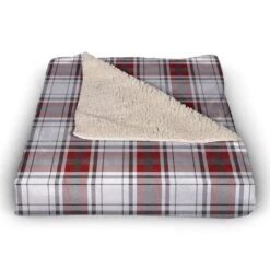 Red And Gray Plaid 50x60 Sherpa Fleece Blanket 8 Red And Gray Plaid 50x60 Sherpa Fleece Blanket -Christmas Designers Store D518541S 2