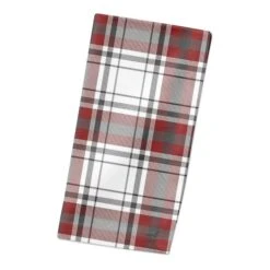 Red Gray Plaid 10x10 Cotton Twill Napkin -Christmas Designers Store D518588S 2
