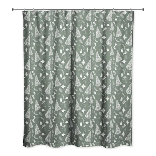 Designs Direct Sage Christmas 71" X 74" Shower Curtain 4 Designs Direct Sage Christmas 71" X 74" Shower Curtain - Image 2