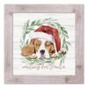 Designs Direct 16" X 16" Santa Dog Western White Framed Print -Christmas Designers Store D518644S 1