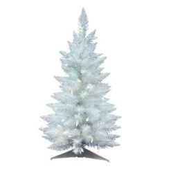 2.5ft. Pre-Lit Sparkle White Spruce Artificial Christmas Tree, Warm White Lights