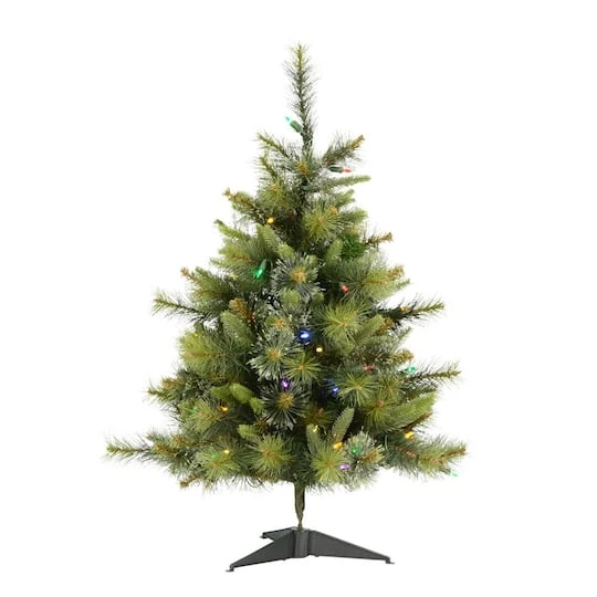 3ft. Pre-Lit Cashmere Pine Artificial Christmas Tree, Multi-Colored LED Lights 4 3ft. Pre-Lit Cashmere Pine Artificial Christmas Tree, Multi-Colored LED Lights - Image 2