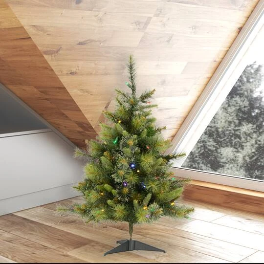3ft. Pre-Lit Cashmere Pine Artificial Christmas Tree, Multi-Colored LED Lights 5 3ft. Pre-Lit Cashmere Pine Artificial Christmas Tree, Multi-Colored LED Lights - Image 3