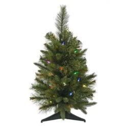 2ft. Pre-Lit Cashmere Pine Artificial Christmas Tree, Multicolor LED Lights