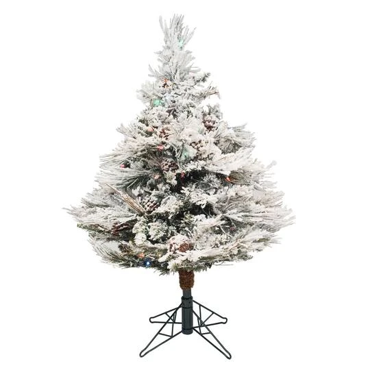 3.5ft. Pre-Lit Flocked Alberta Artificial Christmas Tree, Multicolor LED Lights 3 3.5ft. Pre-Lit Flocked Alberta Artificial Christmas Tree, Multicolor LED Lights