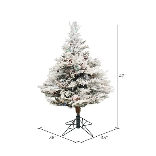 3.5ft. Pre-Lit Flocked Alberta Artificial Christmas Tree, Multicolor LED Lights 7 3.5ft. Pre-Lit Flocked Alberta Artificial Christmas Tree, Multicolor LED Lights - Image 5