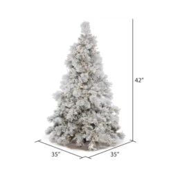 3.5ft. Pre-Lit Flocked Alberta Artificial Christmas Tree, Pure White LED Lights -Christmas Designers Store D522419S 3