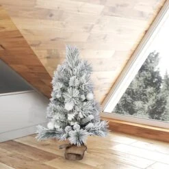 3ft. Unlit Frosted Beacon Pine With Snowballs & Pinecones Artificial Christmas Tree In Burlap Base 8 3ft. Unlit Frosted Beacon Pine With Snowballs & Pinecones Artificial Christmas Tree In Burlap Base -Christmas Designers Store D522483S 2