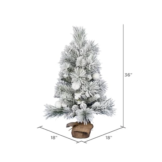 3ft. Unlit Frosted Beacon Pine With Snowballs & Pinecones Artificial Christmas Tree In Burlap Base 6 3ft. Unlit Frosted Beacon Pine With Snowballs & Pinecones Artificial Christmas Tree In Burlap Base - Image 4