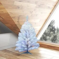 3ft. Pre-Lit Crystal White Spruce Artificial Christmas Tree, Multicolor LED Lights -Christmas Designers Store D522495S 2