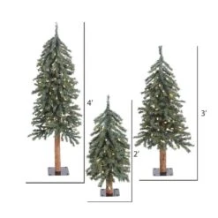 2ft., 3ft. & 4ft. Natural Bark Alpine Artificial Christmas Tree Set, Warm White Dura-Lit® LED Lights -Christmas Designers Store D522497S 4