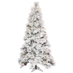 6ft. Pre-Lit Flocked Atka Pencil Artificial Christmas Tree, Warm White LED Lights