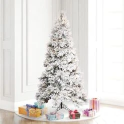 6ft. Pre-Lit Flocked Atka Pencil Artificial Christmas Tree, Warm White LED Lights -Christmas Designers Store D522514S 2