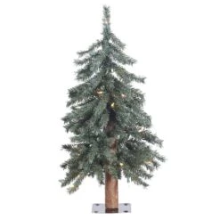 2ft. Pre-Lit Natural Bark Alpine Artificial Christmas Tree, Warm White Dura-Lit® LED Lights