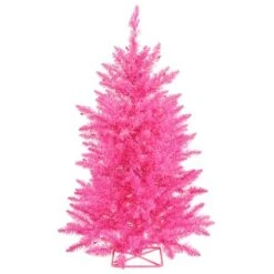 3ft. Pre-Lit Hot Pink Artificial Christmas Tree, Pink LED Lights