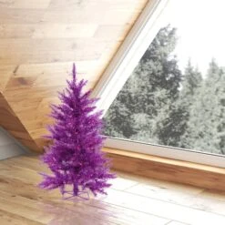 2ft. Pre-Lit Purple Artificial Christmas Tree, Purple LED Lights -Christmas Designers Store D522547S 2