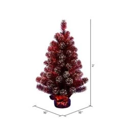 2ft. Unlit Dark Red Tinsel Artificial Christmas Tree -Christmas Designers Store D522577S 4