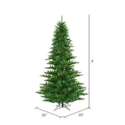 3ft. Pre-Lit Green Tinsel Fir Artificial Christmas Tree, Green Lights -Christmas Designers Store D522585S 3
