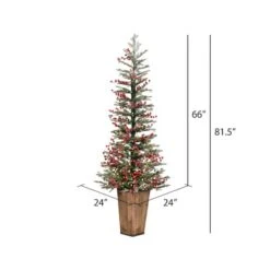 5.5ft Pre-Lit Frosted Berry Potted Pine Artificial Christmas Tree, Warm White Dura-Lit LED Lights -Christmas Designers Store D522617S 4