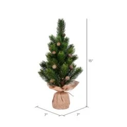 15" Unlit Spruce Sapling Artificial Christmas Tree Set -Christmas Designers Store D522657S 2