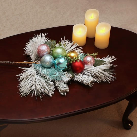 Snowy Pine & Ornament Spray 5 Snowy Pine & Ornament Spray - Image 3