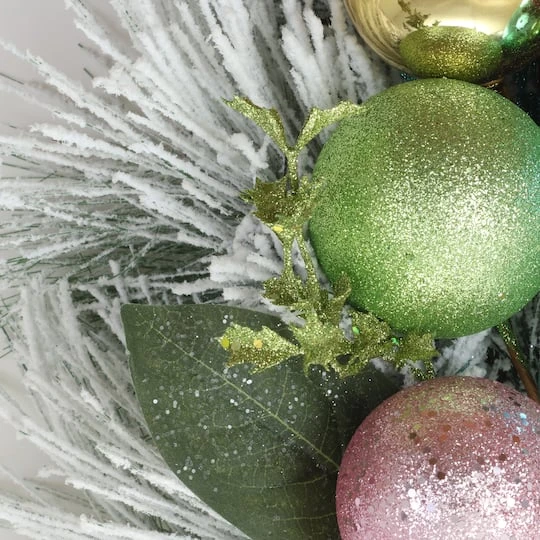 Snowy Pine & Ornament Spray 6 Snowy Pine & Ornament Spray - Image 4