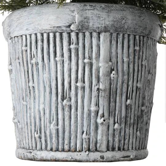 22" Pre-Lit Flocked Chiwawa Basin Pine Tree With Pinecones In Gray Pot, Clear LED Lights 9 22" Pre-Lit Flocked Chiwawa Basin Pine Tree With Pinecones In Gray Pot, Clear LED Lights - Image 7