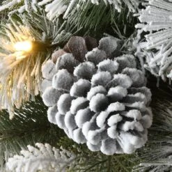 22" Pre-Lit Flocked Chiwawa Basin Pine Tree With Pinecones In Gray Pot, Clear LED Lights 12 22" Pre-Lit Flocked Chiwawa Basin Pine Tree With Pinecones In Gray Pot, Clear LED Lights -Christmas Designers Store D531431S 3