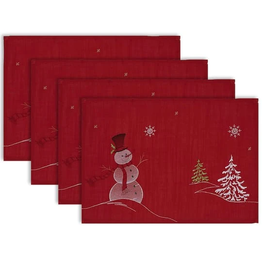 DII® Embroidered Snowman Placemats, 4ct. 3 DII® Embroidered Snowman Placemats, 4ct.
