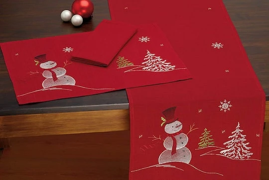 DII® Embroidered Snowman Placemats, 4ct. 6 DII® Embroidered Snowman Placemats, 4ct. - Image 4