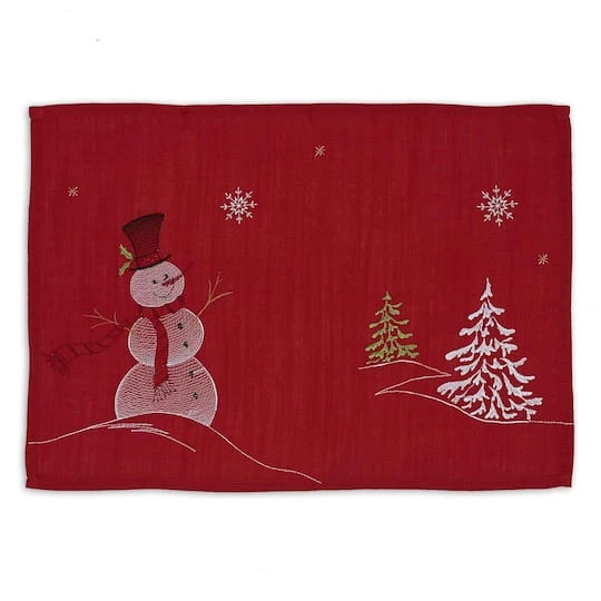 DII® Embroidered Snowman Placemats, 4ct. 7 DII® Embroidered Snowman Placemats, 4ct. - Image 5
