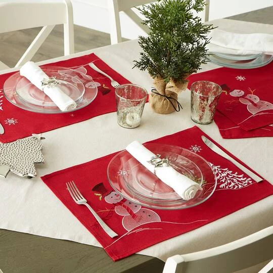 DII® Embroidered Snowman Placemats, 4ct. 12 DII® Embroidered Snowman Placemats, 4ct. - Image 10