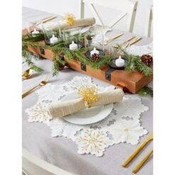 DII® Embroidered Snowflake Placemats, 4ct. -Christmas Designers Store D540029S 6