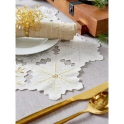 DII® Embroidered Snowflake Placemats, 4ct. -Christmas Designers Store D540029S 8