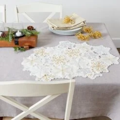 DII® Embroidered Snowflake Placemats, 4ct. -Christmas Designers Store D540029S 9