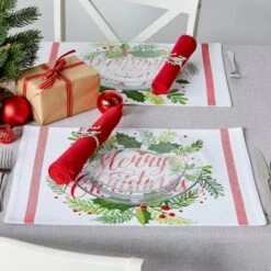 DII® Merry Christmas Print Placemats, 6ct. -Christmas Designers Store D540030S 10