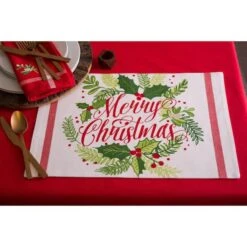 DII® Merry Christmas Print Placemats, 6ct. -Christmas Designers Store D540030S 2
