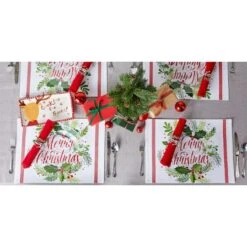 DII® Merry Christmas Print Placemats, 6ct. -Christmas Designers Store D540030S 6