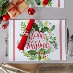 DII® Merry Christmas Print Placemats, 6ct. -Christmas Designers Store D540030S 8
