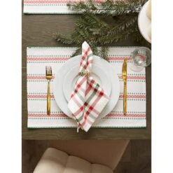 DII® Joyful Snowflakes Jacquard Placemats, 4ct. -Christmas Designers Store D540031S 4