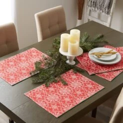 DII® Joyful Snowflakes Jacquard Placemats, 4ct. -Christmas Designers Store D540031S 9