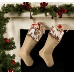 DII® Champagne Sequin Linen Holiday Stocking Set -Christmas Designers Store D540058S 3