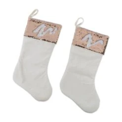 DII® Cream Sequin Velvet Holiday Stocking Set