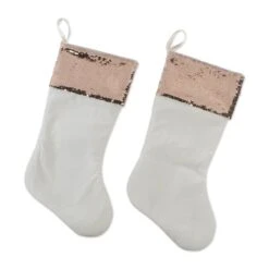 DII® Cream Sequin Velvet Holiday Stocking Set -Christmas Designers Store D540059S 2