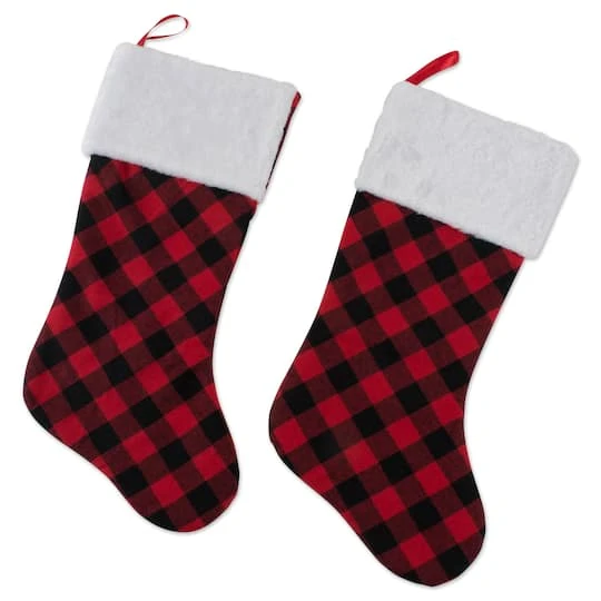 DII® Red & Black Buffalo Check Holiday Stockings Set 3 DII® Red & Black Buffalo Check Holiday Stockings Set